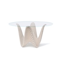 Table de conférence ronde en verre sur piédestal, design paramétrique, multi-plateaux sculpturaux de luxe, pour salle d'exposition