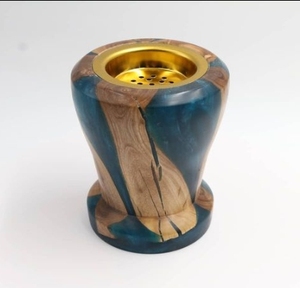 ArtisanVibe Brûleur arabe traditionnel Porte-encens en résine époxy pour diffuseur aromatique Bakhoor & Pine Wood & Resin All-Season - Product Image 1