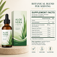 Gouttes d'aloe vera naturelles végétaliennes non-OGM 50 ml avec extrait de menthe poivrée pour le soutien immunitaire et gastro-intestinal quotidien des adultes, marque privée