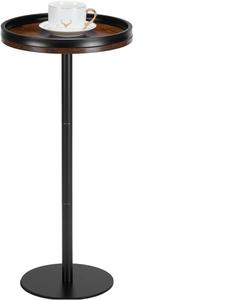 Mesa auxiliar de acero trenzado artesanal y madera de sequoia brasileña con base de pedestal y acabado en polvo - Product Image 1