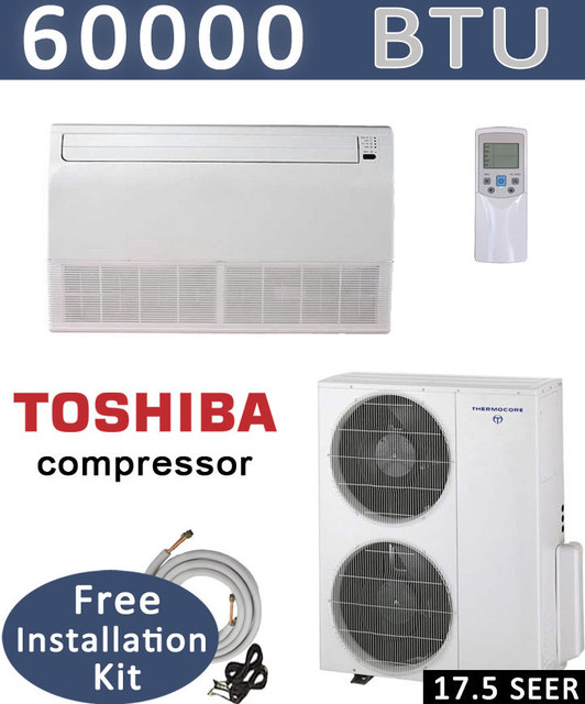 Best Pricing 60,000 BTU Ductless Split Air Conditioner Ceiling-Floor 5 Ton Inverter Heat Pump System with Install Kit