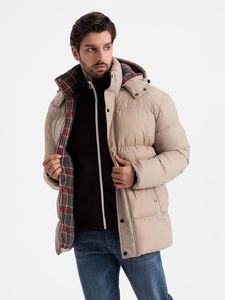 Chaqueta acolchada personalizada OEM de alta calidad para hombre con forro a cuadros, prendas de vestir de invierno, chaqueta de invierno con capucha para hombre - Product Image 3