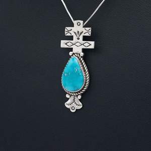 Colgante Blue Ridge Plata de Ley 925 con Turquesa Colgante hermoso de moda Chapado en plata - Product Image 1