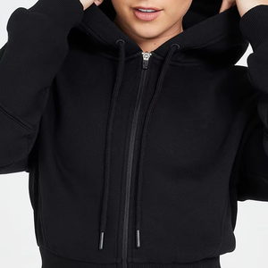 Impression Logo manches longues Crop Hoodie femmes Streetwear pull à capuche éponge haut ample pour l'automne et l'hiver lourd - Product Image 2