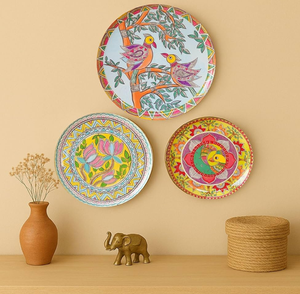 Collection of 5 Blue & White Patterned Ceramic Wall Plates for Elegant <b>Decor</b> at wholesale - Product Image 2