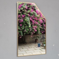 Miroir mural décoratif moderne au design artisanal, finition laiton, forme irrégulière, taille 9x15,75 pouces