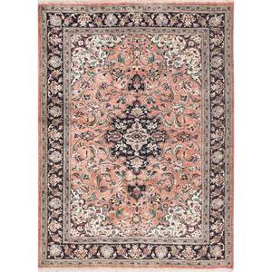 Tapis en soie noués à la main Gulmarg, motif floral bleu Pae-5706 pour usage domestique - Product Image 1