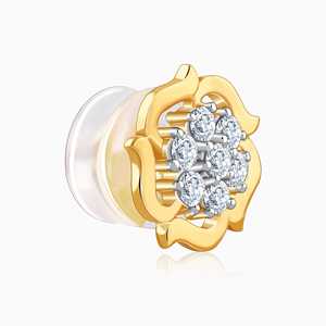 Exquisitos Pendientes de Flores de Diamantes Ondulados Dorados Diseñados para Colecciones de Joyería Femenina de Primera Calidad - Product Image 3