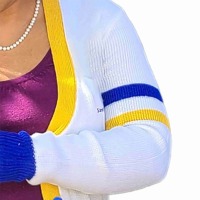 Suéter Unisex Sorority SGRho, Cuello en V, Blanco, Tejido de Punto, Informal, Poliéster y Algodón, Transpirable, Otoño Invierno, Bordado, 360g