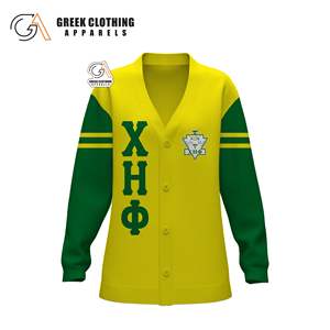 Wholesale Custom Embroidery Chi Eta Phi Women <b>Cardigan</b> Sweater 100% Acrylic V Neck Letter Sorority Organization XHO High Quality - Product Image 1