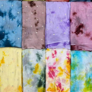 Tissus de chinnnon en Viscose pure travail de miroir motifs à carreaux brodés respirants et teintables pour vêtements de travail de mariage et robes de filles - Product Image 1