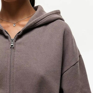 เสื้อฮู้ดผ้าถักสำหรับผู้หญิงเสื้อลำลองพิมพ์ลายตัวเลขตกไหล่ระบายอากาศเป็นมิตรต่อสิ่งแวดล้อมโลโก้ออกแบบได้ตามต้องการ - Product Image 3