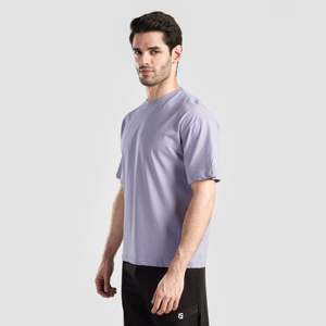 เสื้อยืด GA Prime Oversized Fitted สีม่วงไลแลค ผ้าฝ้ายเจอร์ซีย์ 100% ย้อมสีพื้น พร้อมเทคนิคการปัก 300gsm ดีไซน์เสื้อยืดแบบเรียบ - Product Image 3