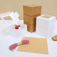 Boîte en papier kraft blanc jetable de qualité alimentaire personnalisée avec fenêtre transparente pour desserts, gâteaux, cupcakes, pâtisseries, emballage pour boulangerie