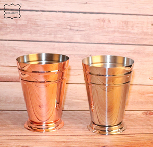 Tasse à la menthe Julep martelée en cuivre pur 100%, gobelet à eau citronnée gobelet en métal incassable tasses sans pied - Product Image 4