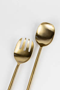 Metal <b>Gold</b> <b>Serving</b> <b>Spoon</b> & Fork for Home Hotel & Restaurant Use in Best Quality From India - Product Image 3