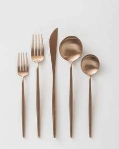 Juego de Cubiertos de acero inoxidable pulido PVD dorado al por mayor de alta calidad, cubiertos minimalistas, uso sostenible en el hogar, Hotel, restaurante - Product Image 2