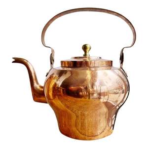Golden copper finish metal tea pot perfect for luxury gifting home collection and tea ceremony arrangements - Product Image 1