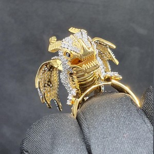 Estilo Hip-Hop Micro Pave Moissanite Diamond <span class=keywords><strong>Ring</strong></span> Melhores Preços Unisex Fine Sterling Silver <span class=keywords><strong>Dragon</strong></span> Shape <span class=keywords><strong>Ring</strong></span> Celebridade Inspirada - Product Image 6
