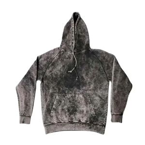 Bonne qualité 100% coton polaire tissu lavé à l'acide couleur unie Vintage surdimensionné femmes hommes sweats à capuche à vendre - Product Image 3