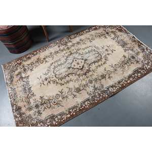 พรมปูพื้นขนแกะวินเทจ6.3ft 3.8 x ทรงสี่เหลี่ยมผืนผ้าดีไซน์คลาสสิกสีเบจสีน้ำตาลอมเหลืองสำหรับตกแต่ง - Product Image 2