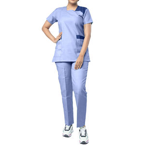 Uniforme d'hôpital de soins infirmiers médicaux de la meilleure qualité femme unisexe Indigo col en V à manches courtes uniforme de gommage ensembles combinaison sanitaire clinique - Product Image 2