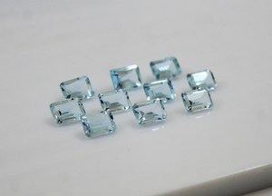 พลอยโทแพซสีฟ้าธรรมชาติคุณภาพ AAA ทรงแปดเหลี่ยมเจียระไน 9x7 มม. ทรงเอเมอรัลด์ สำหรับทำเครื่องประดับ - Product Image 2