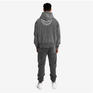 เสื้อมีฮู้ดขนาดใหญ่พิเศษสำหรับฤดูหนาวผ้าคอตตอนปักลายสไตล์วินเทจฟอกสีด้วยหิน500gsm - Product Image 5