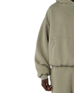 Conjunto Deportivo Informal de Invierno para Hombre, Sudadera con Capucha de Forro Polar Verde Salvia y Pantalones Jogger de Corte Holgado, Ropa Deportiva Informal - Product Image 3