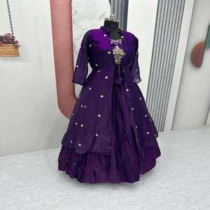 Modern <b>Women</b> Traditional Crop Top Lehenga Set with Matching <b>Shrug</b> and Flowing Skirt Designed for Wedding Party and Festive - Product Image 4