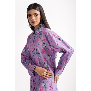 Conjunto Casual de Camisa y Pantalón de Licra con Estampado Digital IPS-24-200, sin Cuello y con Mangas Tres Cuartos para Primavera/Verano - Product Image 2