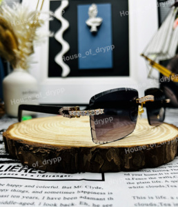 Luxury Photochromic Eyewear Moissanite Diamond <b>Rimless</b> Modern Gradient <b>Sunglasses</b> For Party Wear - Product Image 3