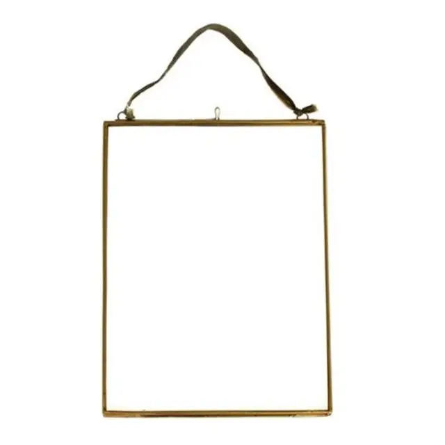 Настенная прямоугольная металлическая Стеклянная фоторамка золотого цвета для сухих цветов, постер с прессованными цветами, двойная стеклянная плавающая рамка
