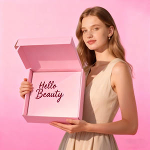 Оптовая продажа, почтовые коробки Hello Beauty, золотые подарочные коробки для косметических париков, розовые коробки для малого бизнеса - Product Image 1