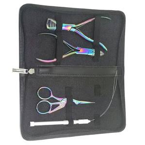 Kit d'extension de cheveux couleur titane 4 pièces avec étui Pince en acier inoxydable Outils essentiels pour cheveux humains - Product Image 1