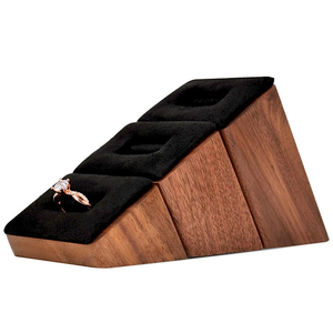 Elegante Expositor de Joyería de Madera de Nogal Geométrico y Ecológico, Recuerdos Personalizados para Bodas, Regalos para Niñas, Soporte para Anillos 3D - Product Image 2