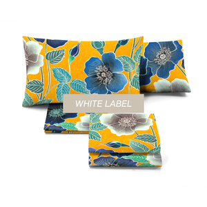 <b>White</b> Label <b>Bedding</b> Sets Pure Cotton Fabric Sateen <b>Gold</b> Digital Printing Made in Italy Fitted Sheet 2 Pillowcases Customizable - Product Image 1