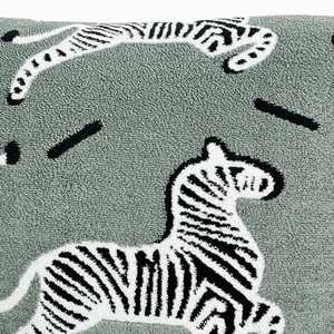 Fluffery Zebra Print Throw Pillow 18 X 18 Cm Square Green Polyester Foam <b>Filled</b> Removable Washable Decorative <b>Cushion</b> <b>for</b> Sofa - Product Image 4