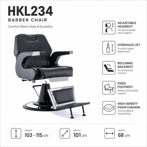 Sillón de Barbería Hidráulico Reclinable, Giratorio 360 Grados, Reposacabezas Ajustable, Cuero Sintético, Moderno, Profesional - Product Image 2