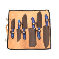 Ensemble de couteaux de chef Burraq Professional, faits à la main, écologiques, en acier carbone Damas, 6 pièces, manche en bois, ambidextres