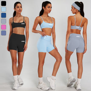 3 uds nuevo verano Fitness Yoga corto activo deporte entrenamiento suelto gimnasio Ropa deportiva Mujer sujetador, conjunto corto y Legging - Product Image 2