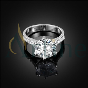 Custom Promise Rings Classic 14K oro blanco sólido 4CT VVS Moissanite diamante compromiso boda banda para mujeres - Product Image 1