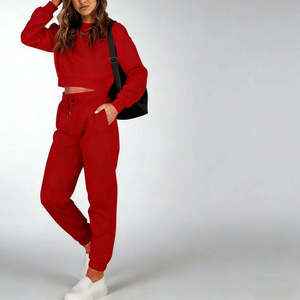 Conjunto Deportivo de 2 Piezas de Algodón 100% de Primera Calidad, Ropa Deportiva para Mujer, Chaqueta con Cremallera y Pantalones Jogger Azules - Product Image 2