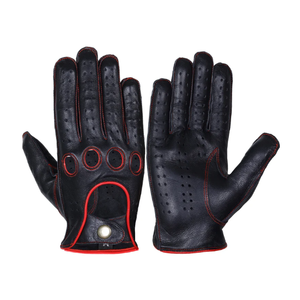 Gants de conduite italiens souples pour hommes avec technologie d'écran tactile en cuir noir et marron pour un confort pratique pendant la conduite - Product Image 1