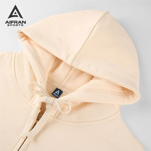 Sweat à capuche oversize en molleton épais 100% coton de haute qualité pour homme Aifran Sports, personnalisable avec logo, fermeture éclair - Product Image 4