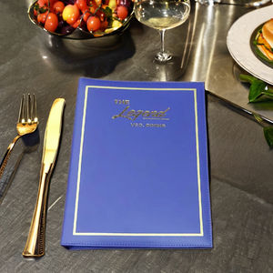 Carpeta de menú personalizada de cuero PU Ocean Blue A4 para hoteles y restaurantes, mejora los Suministros de Hostelería y comedor - Product Image 1