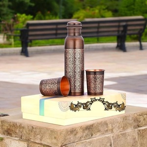 Copper Bottle for Detox | Handmade Finished | Supports <b>Weight</b> Loss & Digestion Comes With Two Tumbler & Gift Box - Product Image 1