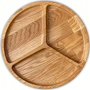 Plateau de service décoratif rond en bois pour restaurant et hôtel - Product Image 1