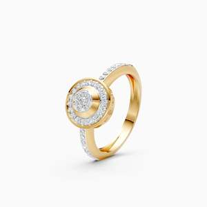 Anillo de lujo con racimo de diamantes cultivados en laboratorio Dazzle de 0.34 quilates, redondos, en oro amarillo, blanco y rosa de 9 quilates. - Product Image 2