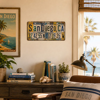 Letrero Metálico Vintage de San Diego, EE. UU., Estilo Rústico Retro, Decoración de Pared para Tienda de Playa o Garaje